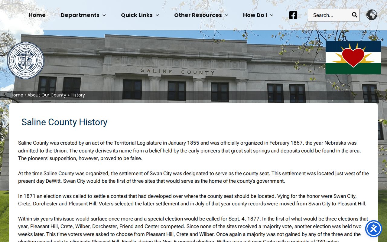 Saline County court docket records history at the official Saline County courthouse history page